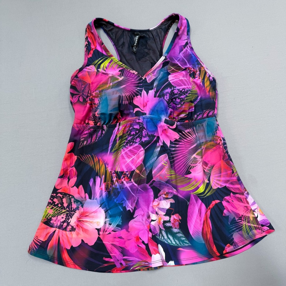 TORRID Falling Leaves tankini swim top, 1, 1X, 14.